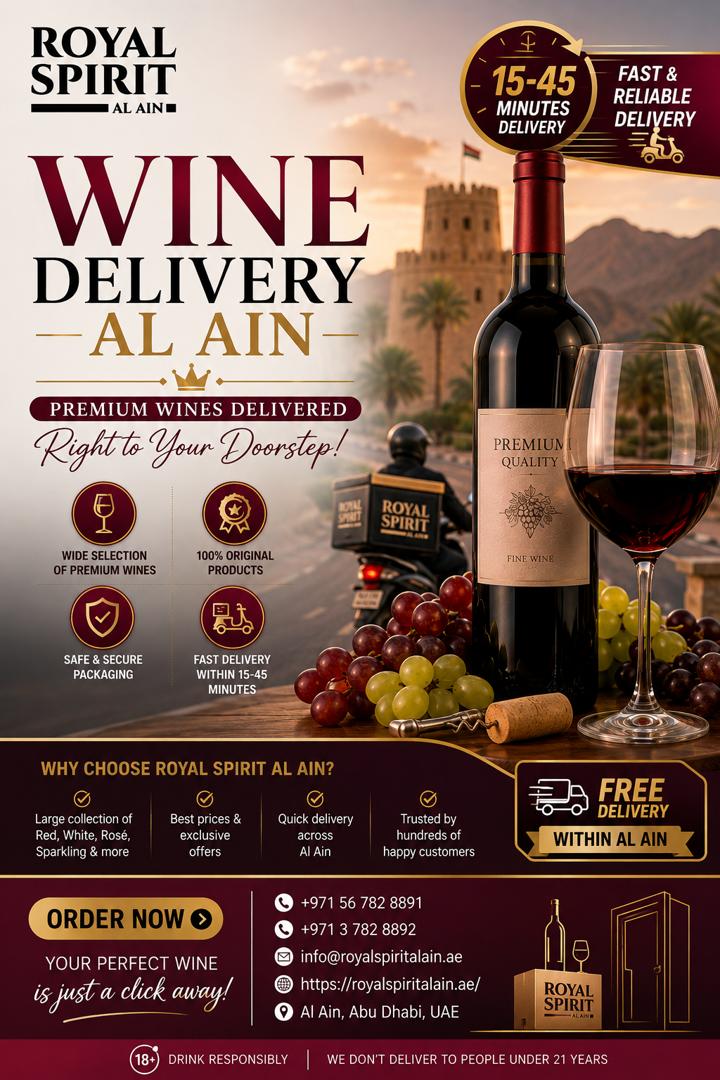 Wine Delivery Al Ain: Premium Wines Delivered Right to Your Doorstep by Royal Spirit Al Ain